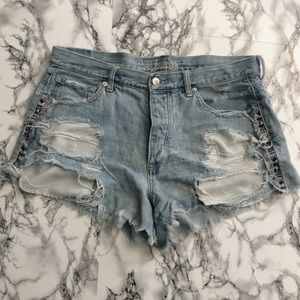 Distressed High Waisted Shorts American Eagle
